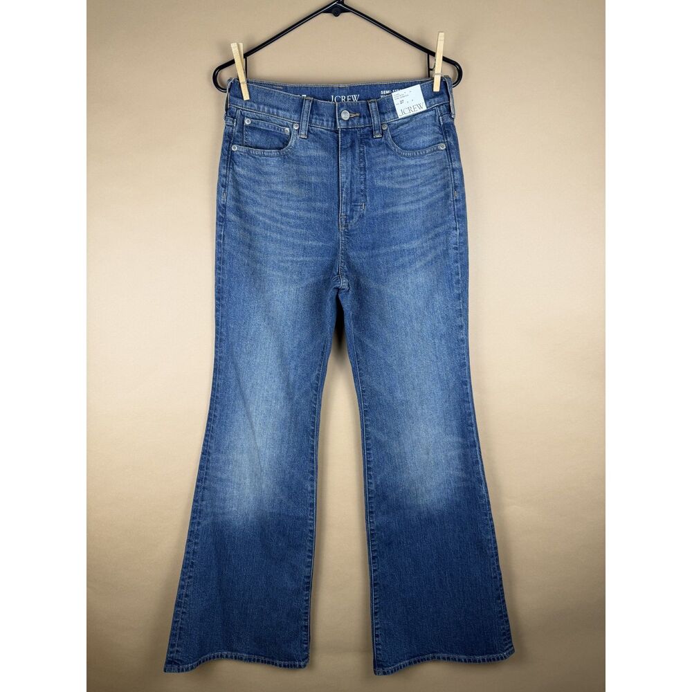 J Crew High Rise Flare Jeans Semi Stretch Medium Wash Size 27 NWT